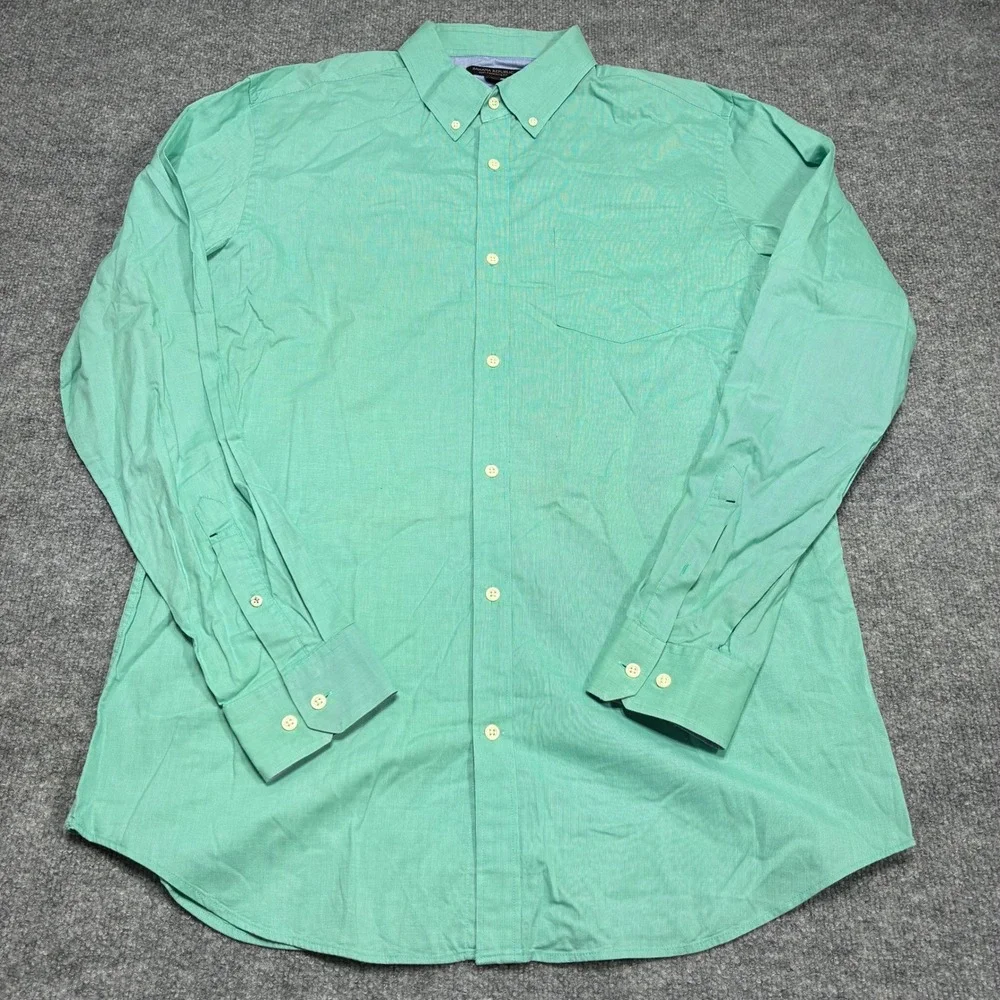 Banana Republic Dress Shirt Mens‎ Tall XL Green Slim Fit Soft Wash Button Down